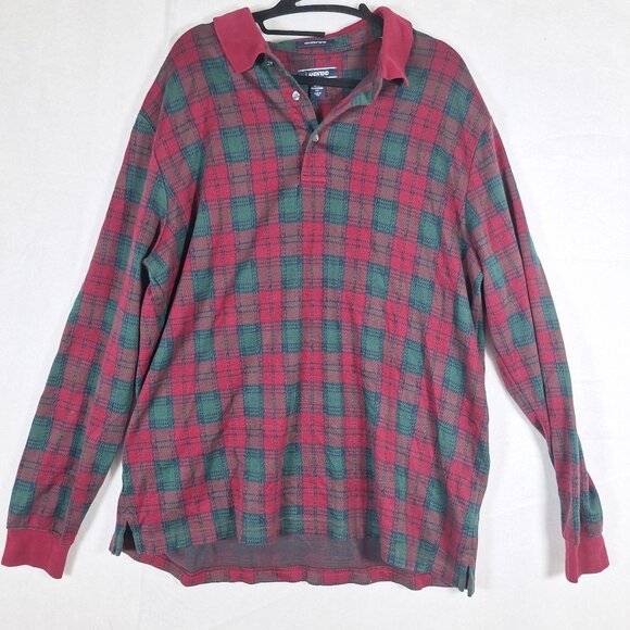 Lands End Mens long sleeve polo shirt plaid size XL - Picture 1 of 4